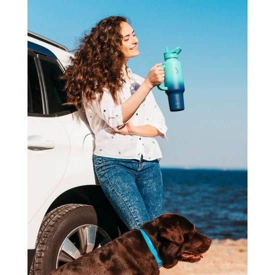 Buzio Trophy Series Handled Water Bottle for Car 1.2L - Caribbean Blue